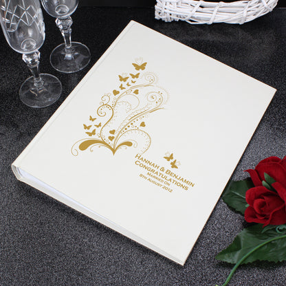 Personalised Gold Butterfly Swirl Traditional Photo Album - MK&JD Gifts