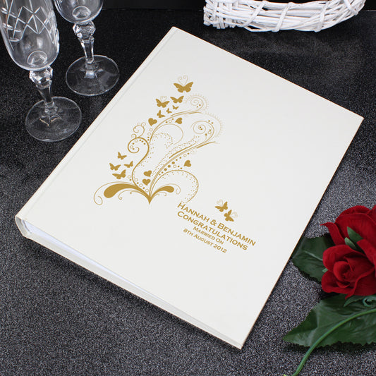 Personalised Gold Butterfly Swirl Traditional Photo Album - MK&JD Gifts