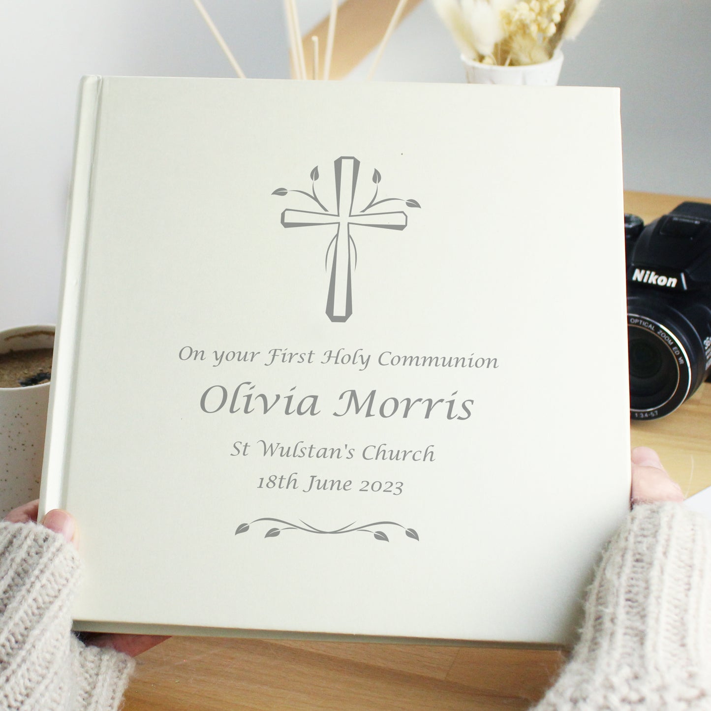 Personalised Silver Cross Square Photo Album - MK&JD Gifts