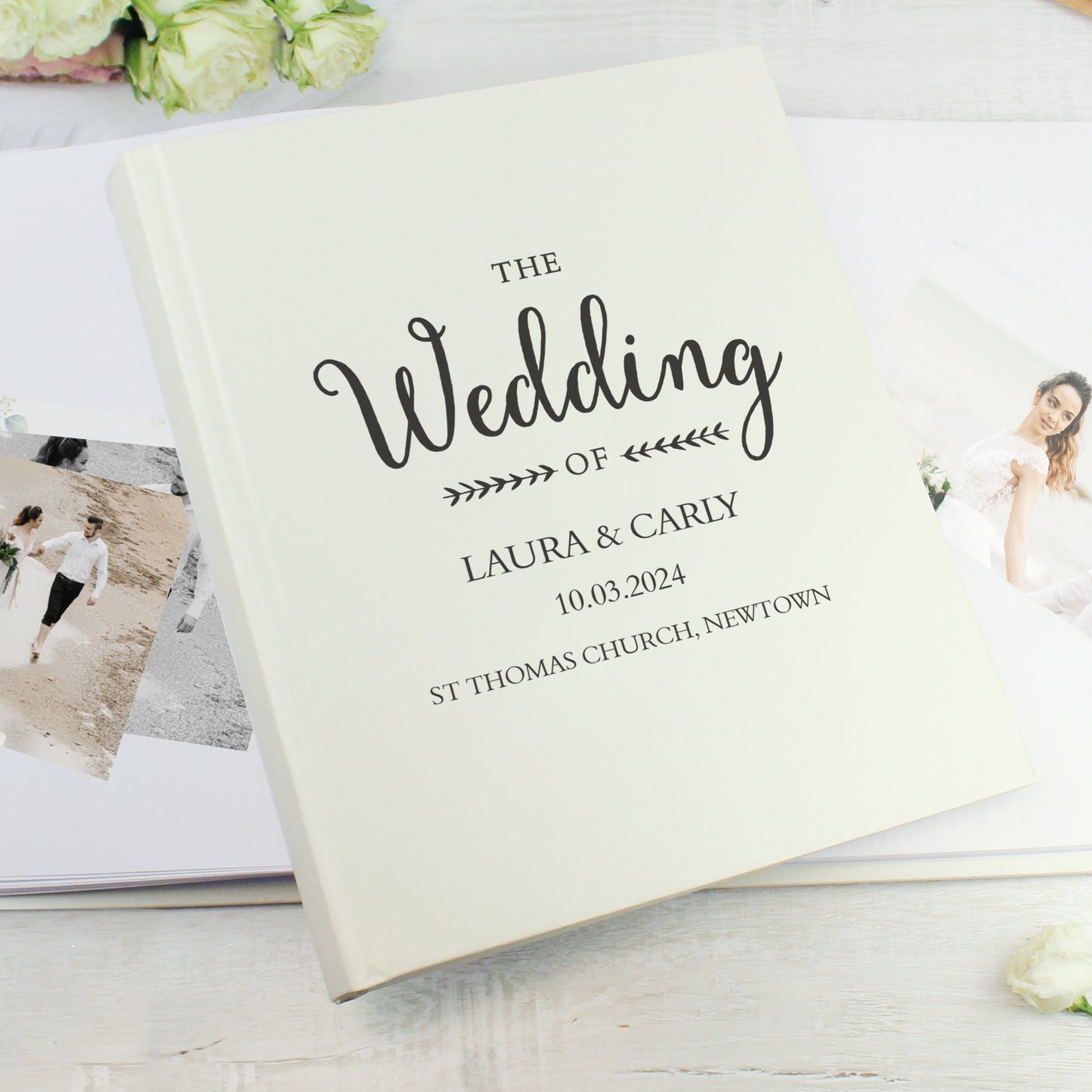 Personalised Rustic Wedding Traditional Photo Album - MK&JD Gifts