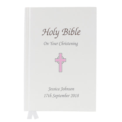 Personalised Pink Cross Bible - MK&JD Gifts