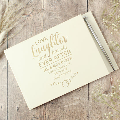 Personalised Happily Ever After Wedding Hardback Guest Book & Pen - MK&JD Gifts