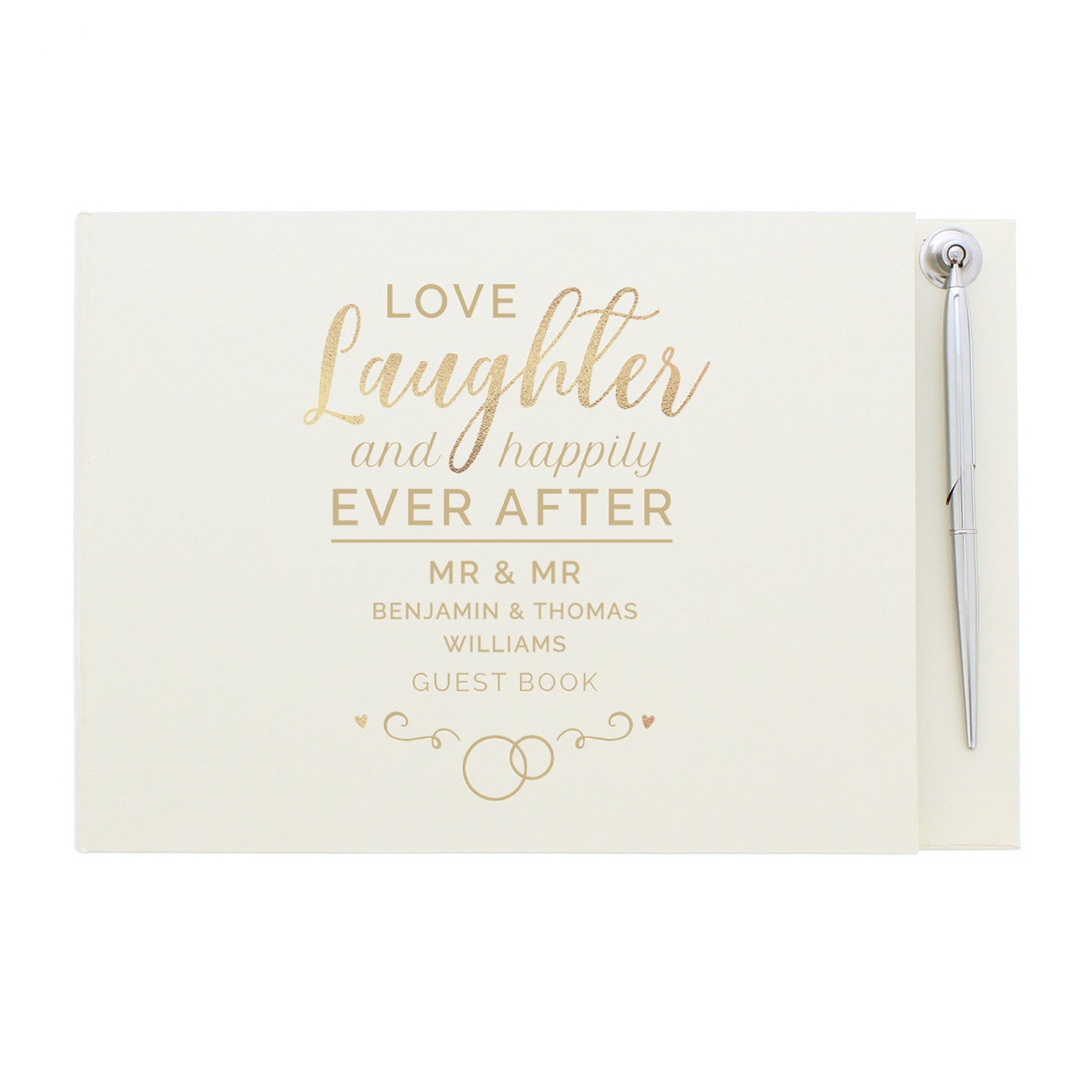 Personalised Happily Ever After Wedding Hardback Guest Book & Pen - MK&JD Gifts