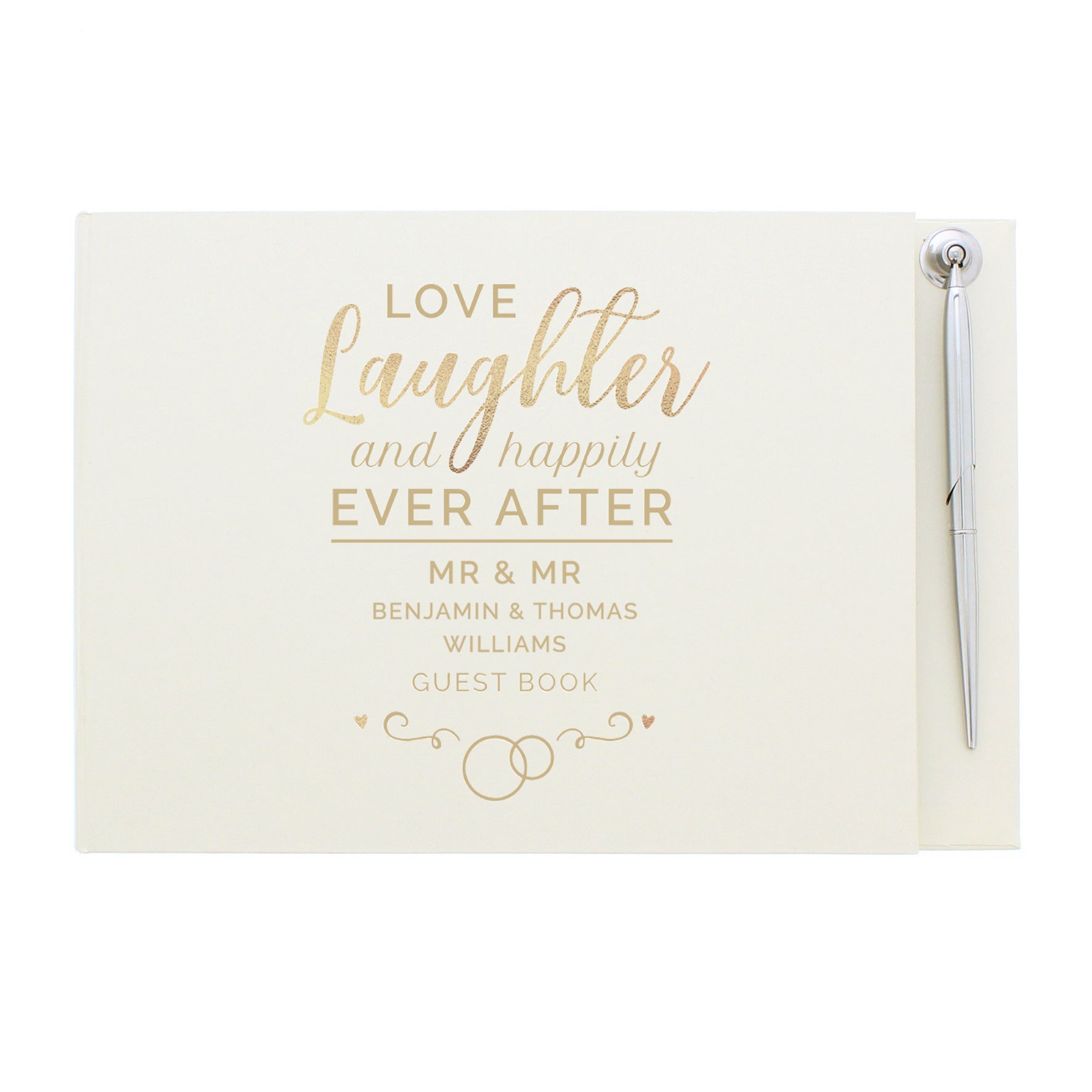 Personalised Happily Ever After Wedding Hardback Guest Book & Pen - MK&JD Gifts