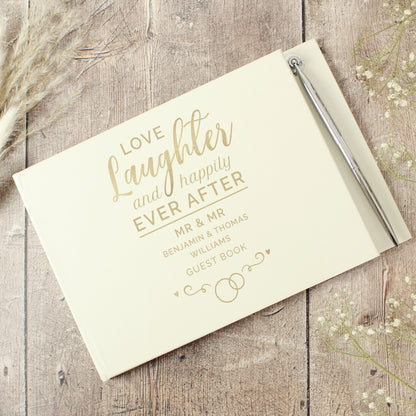 Personalised Happily Ever After Wedding Hardback Guest Book & Pen - MK&JD Gifts