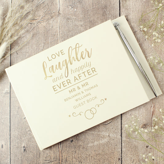 Personalised Happily Ever After Wedding Hardback Guest Book & Pen - MK&JD Gifts