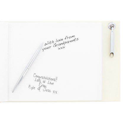 Personalised 25th Silver Anniversary Hardback Guest Book & Pen - MK&JD Gifts