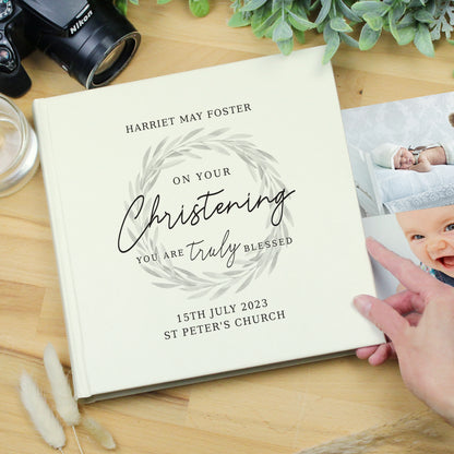 Personalised Truly Blessed Christening Square Photo Album - MK&JD Gifts