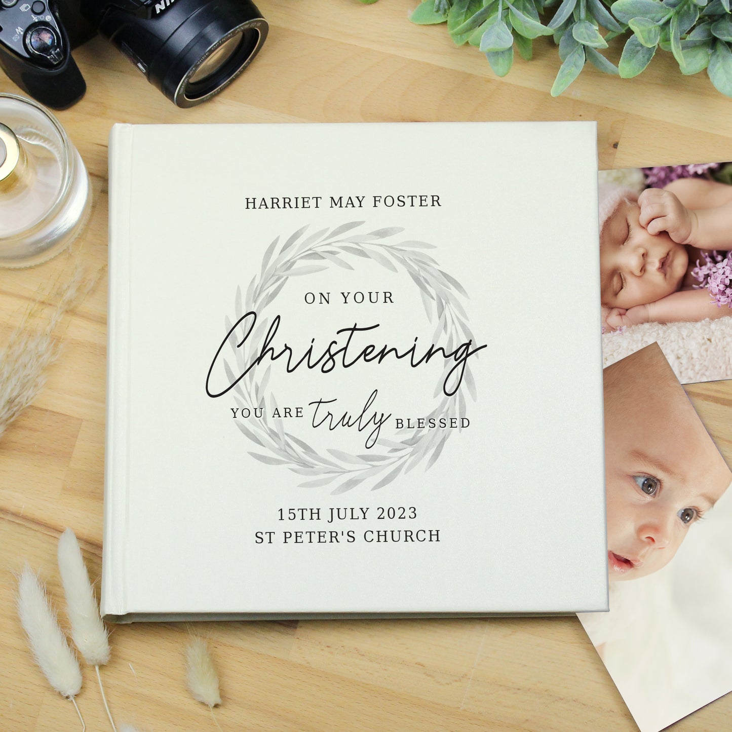 Personalised Truly Blessed Christening Square Photo Album - MK&JD Gifts