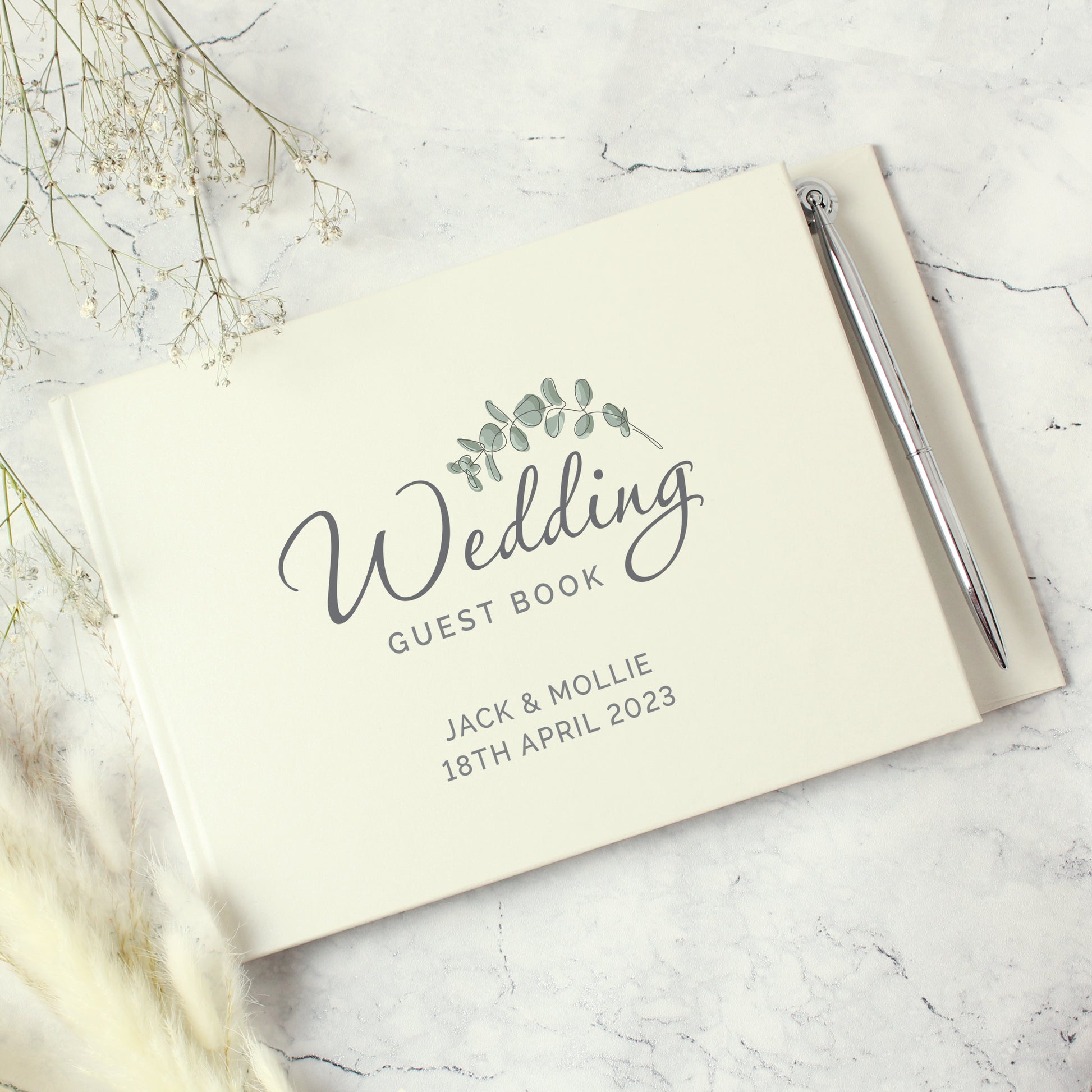 Personalised Botanical Wedding Guest Book & Pen - MK&JD Gifts
