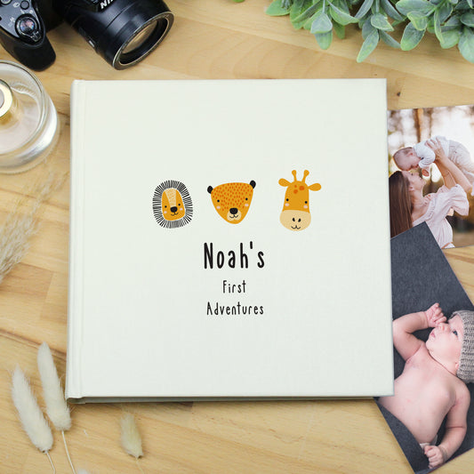 Personalised Scandi Safari Animals Square Photo Album - MK&JD Gifts