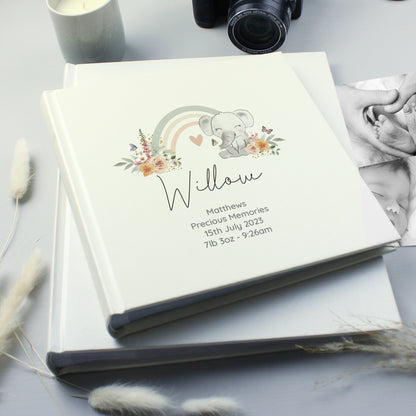 Personalised Floral Elephant Square Photo Album - MK&JD Gifts