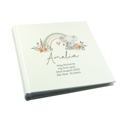 Personalised Floral Elephant Square Photo Album - MK&JD Gifts