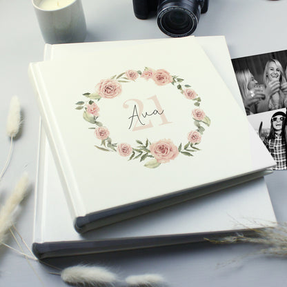 Personalised Floral Wreath Square Photo Album - MK&JD Gifts