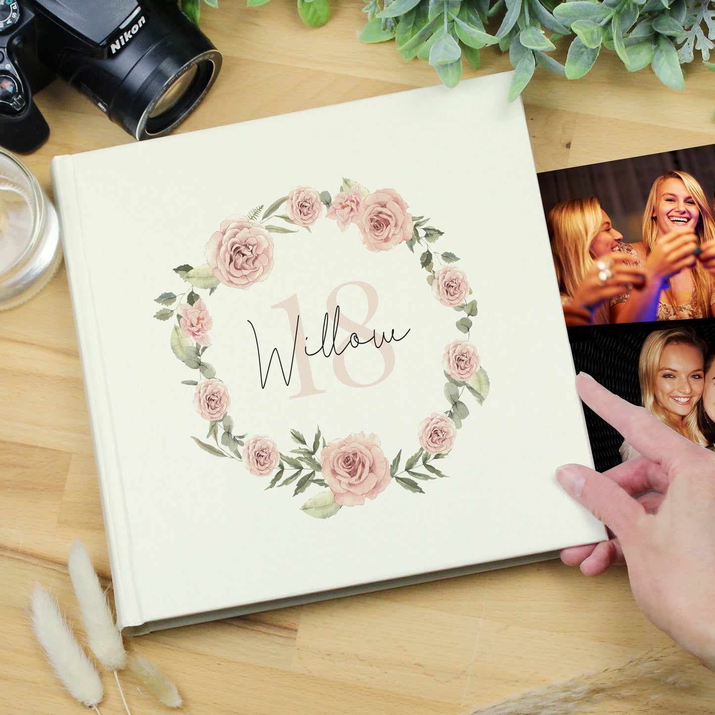 Personalised Floral Wreath Square Photo Album - MK&JD Gifts