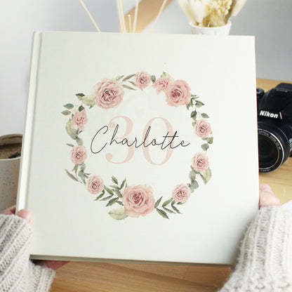 Personalised Floral Wreath Square Photo Album - MK&JD Gifts