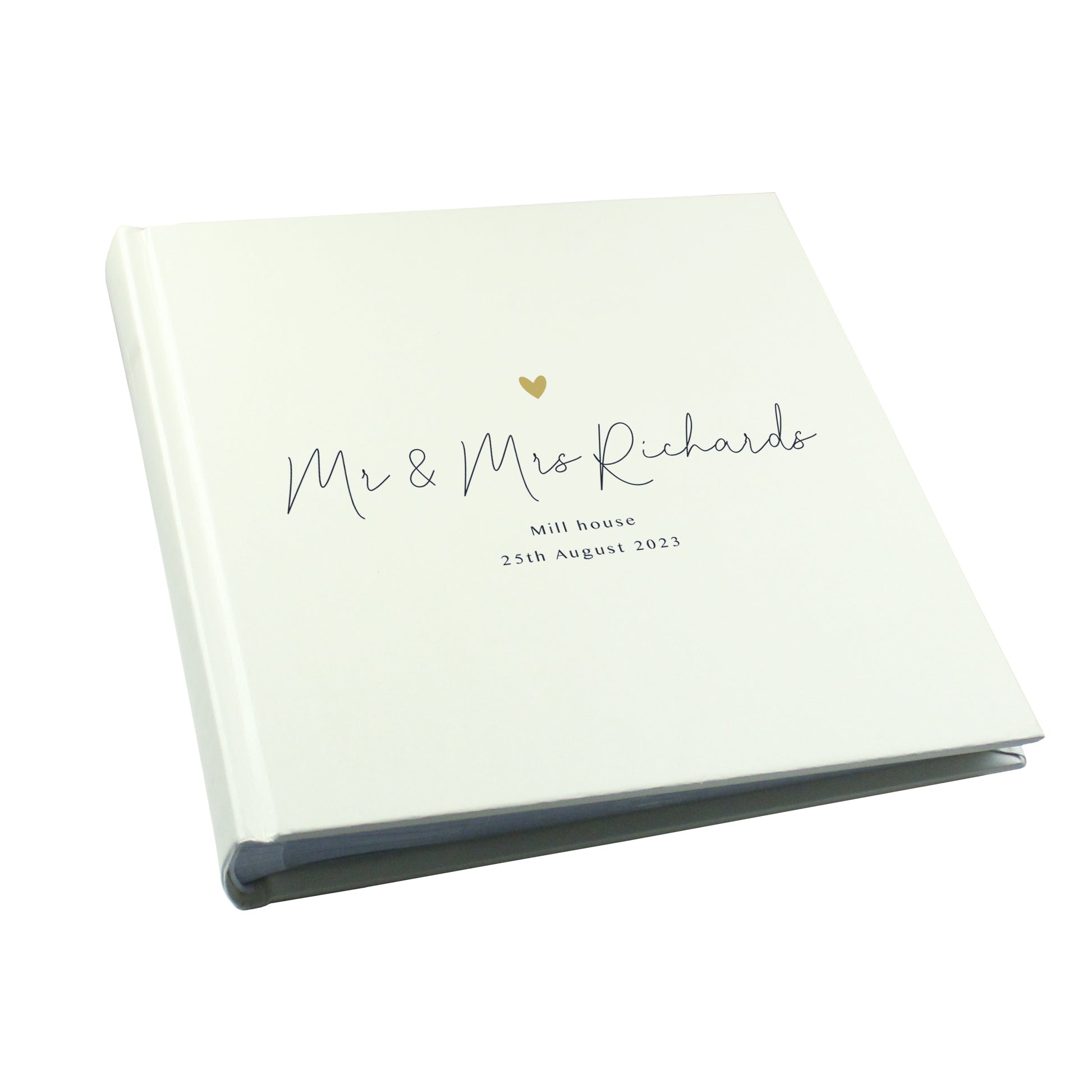 Personalised Gold Heart Couples Square Photo Album - MK&JD Gifts
