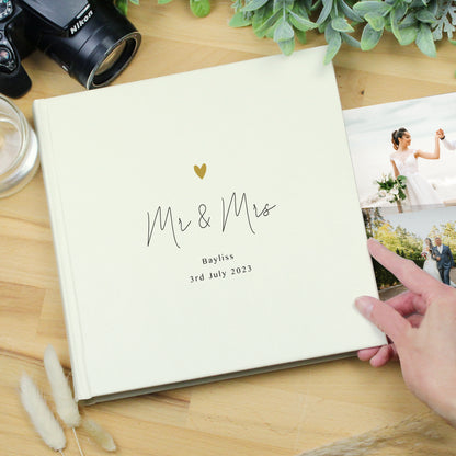 Personalised Gold Heart Couples Square Photo Album - MK&JD Gifts