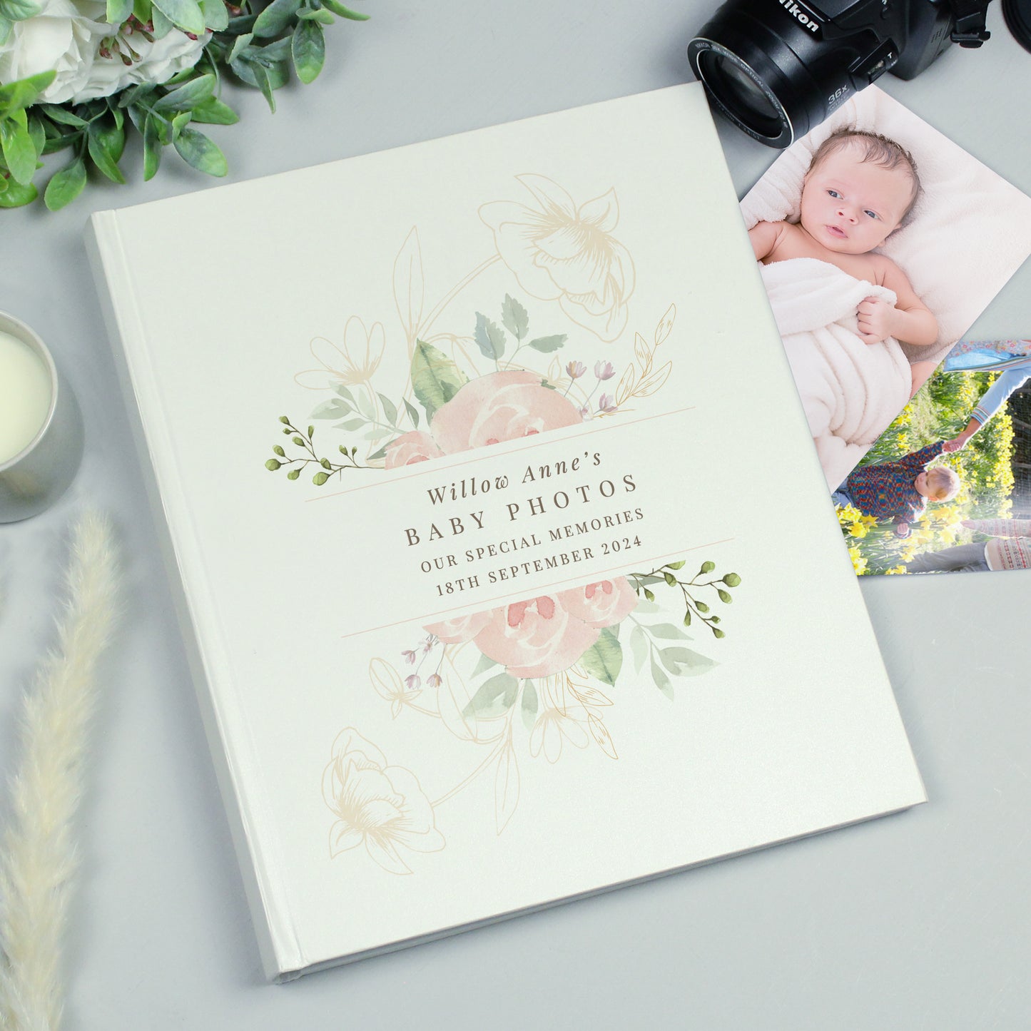 Personalised Floral Traditional Photo Album - MK&JD Gifts