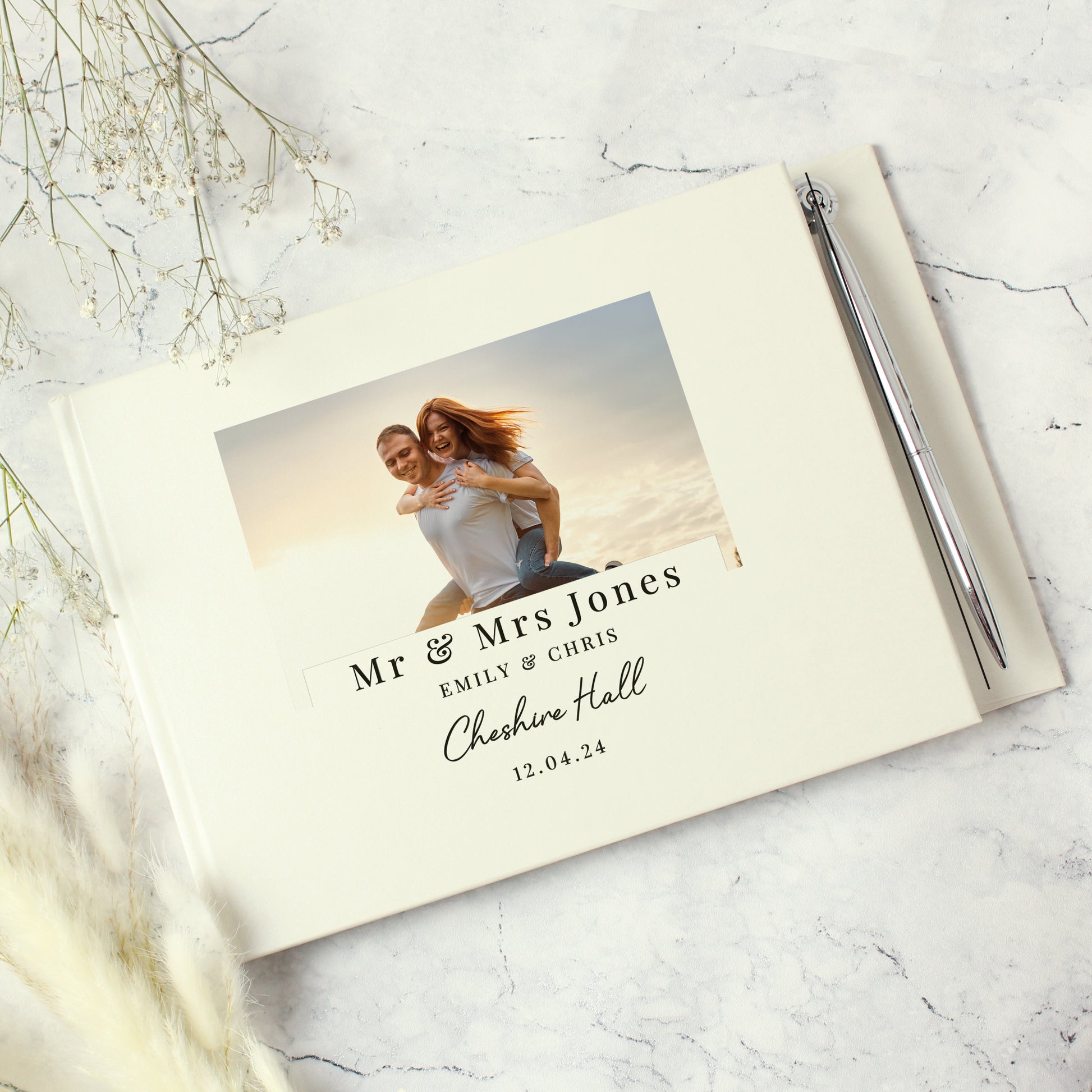 Personalised Photo Upload Hardback Guest Book & Pen - MK&JD Gifts