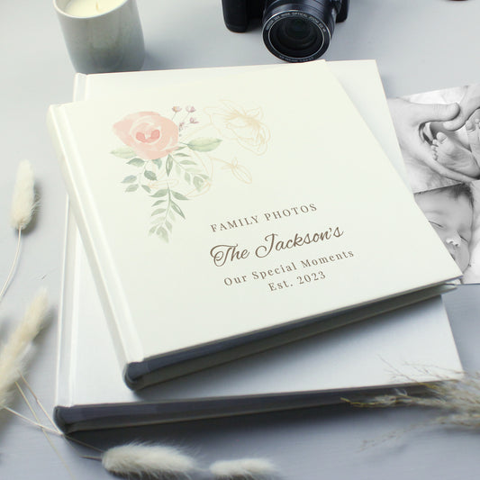 Personalised Floral Square Photo Album - MK&JD Gifts