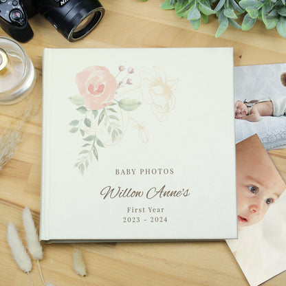Personalised Floral Square Photo Album - MK&JD Gifts