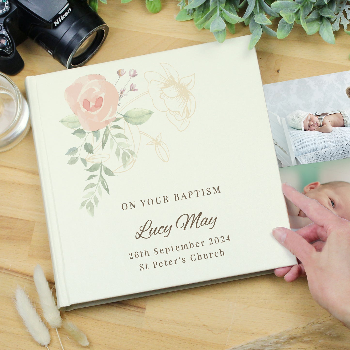 Personalised Floral Square Photo Album - MK&JD Gifts