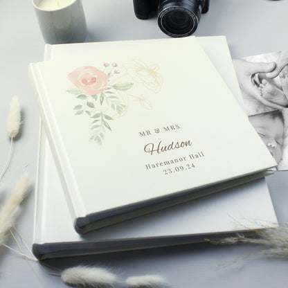 Personalised Floral Square Photo Album - MK&JD Gifts