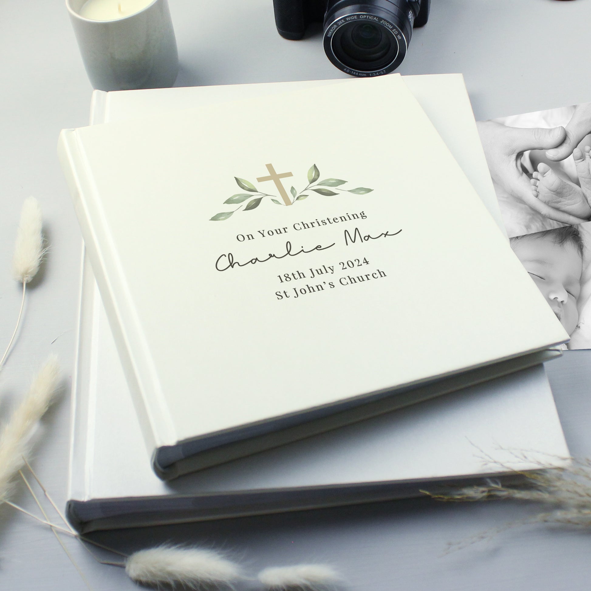 Personalised Religious Cross Square Photo Album - MK&JD Gifts