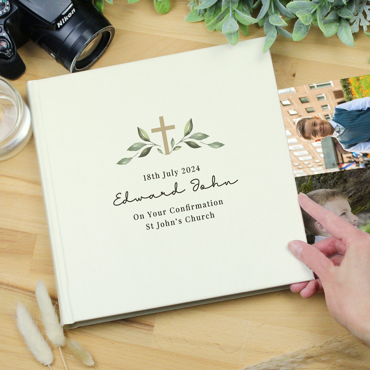 Personalised Religious Cross Square Photo Album - MK&JD Gifts