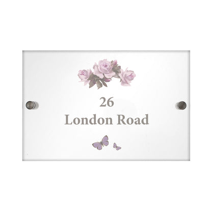 Personalised Vintage Rose Acrylic House Sign - MK&JD Gifts