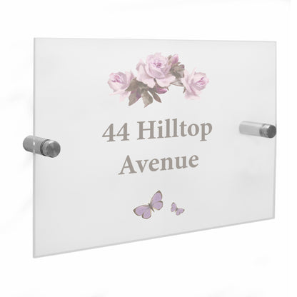 Personalised Vintage Rose Acrylic House Sign - MK&JD Gifts