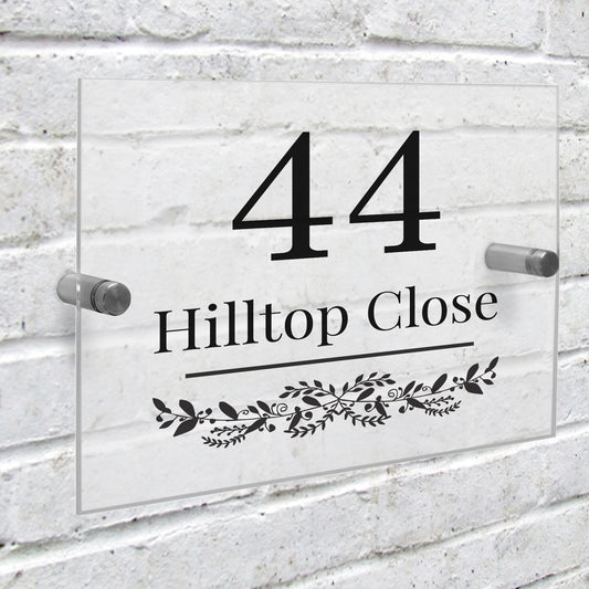 Personalised Botanical Acrylic House Sign - MK&JD Gifts