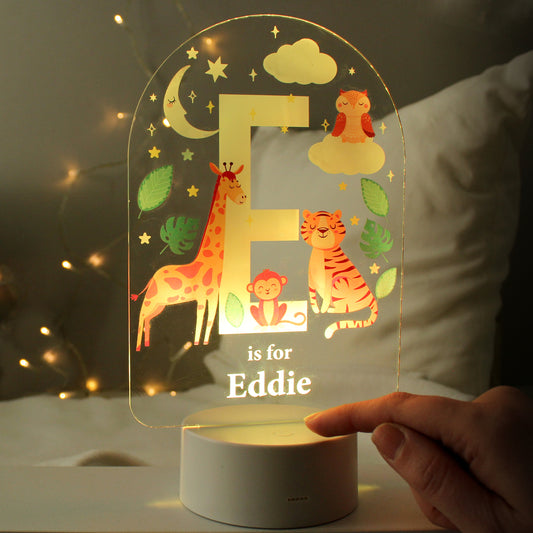 Personalised Animal Alphabet LED Colour Changing Night Light - MK&JD Gifts