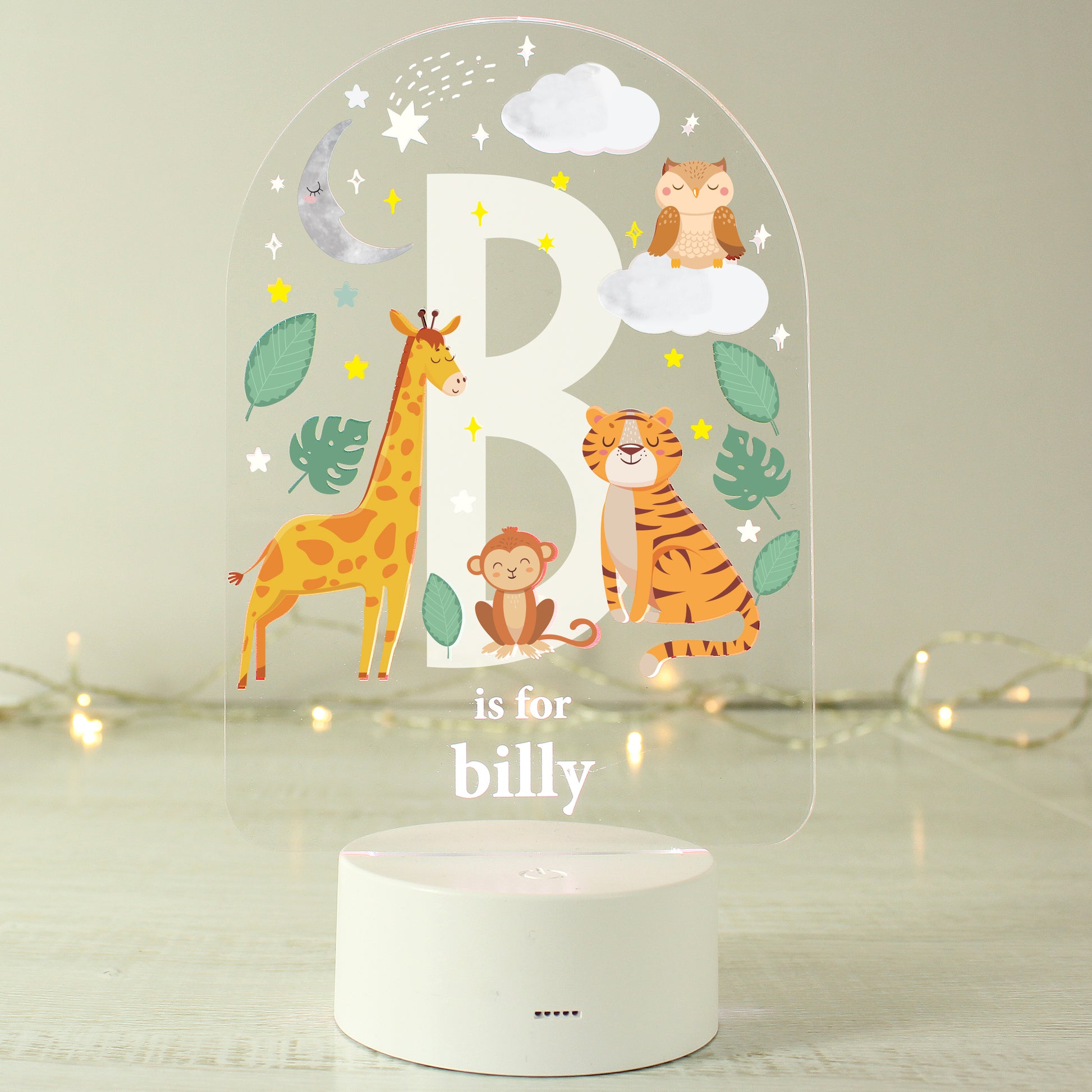 Personalised Animal Alphabet LED Colour Changing Night Light - MK&JD Gifts