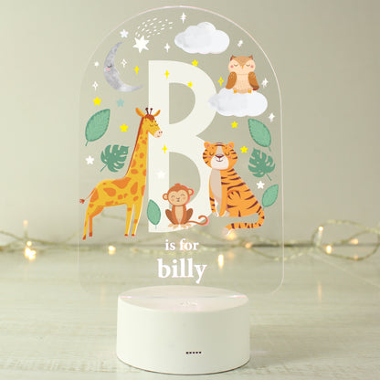 Personalised Animal Alphabet LED Colour Changing Night Light - MK&JD Gifts