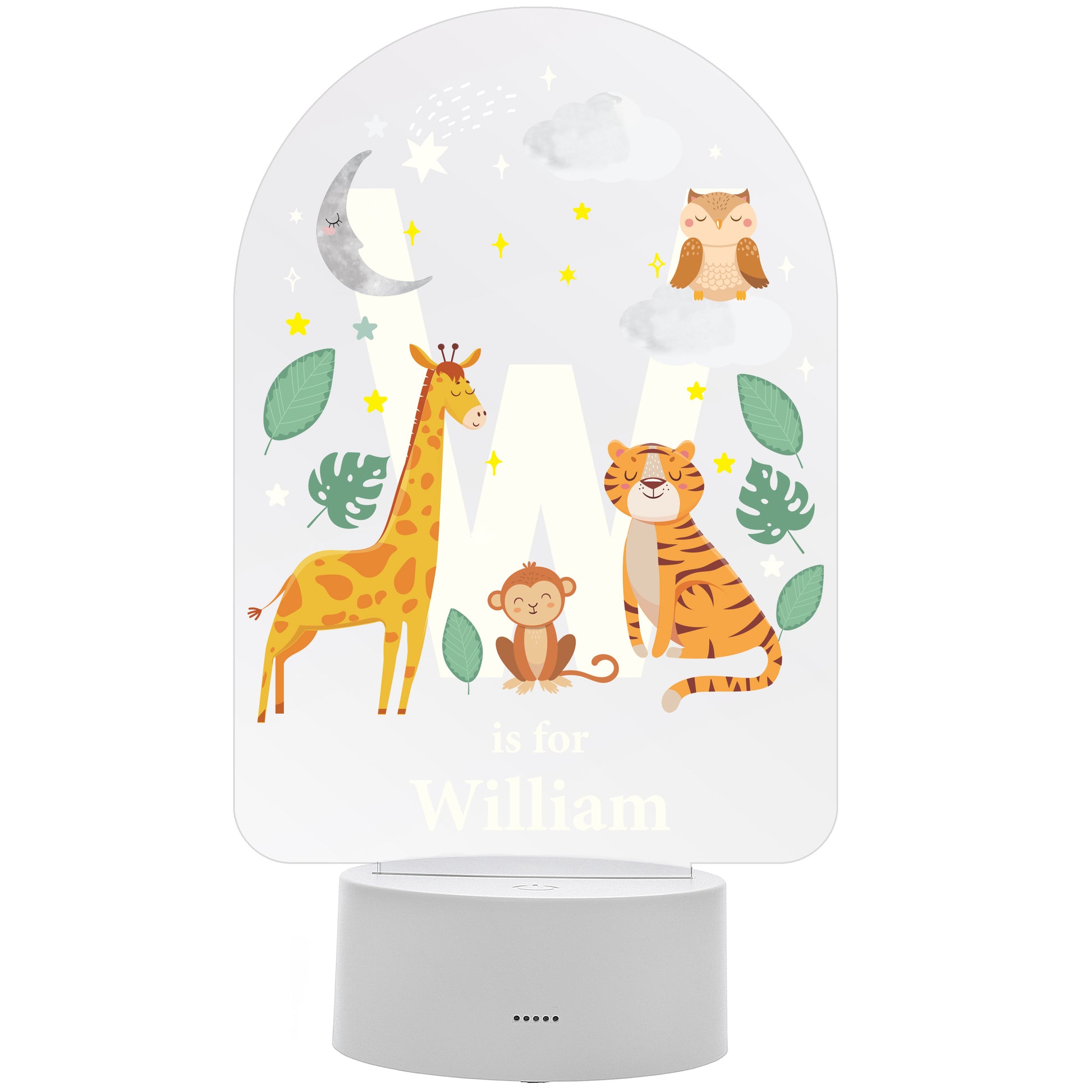 Personalised Animal Alphabet LED Colour Changing Night Light - MK&JD Gifts