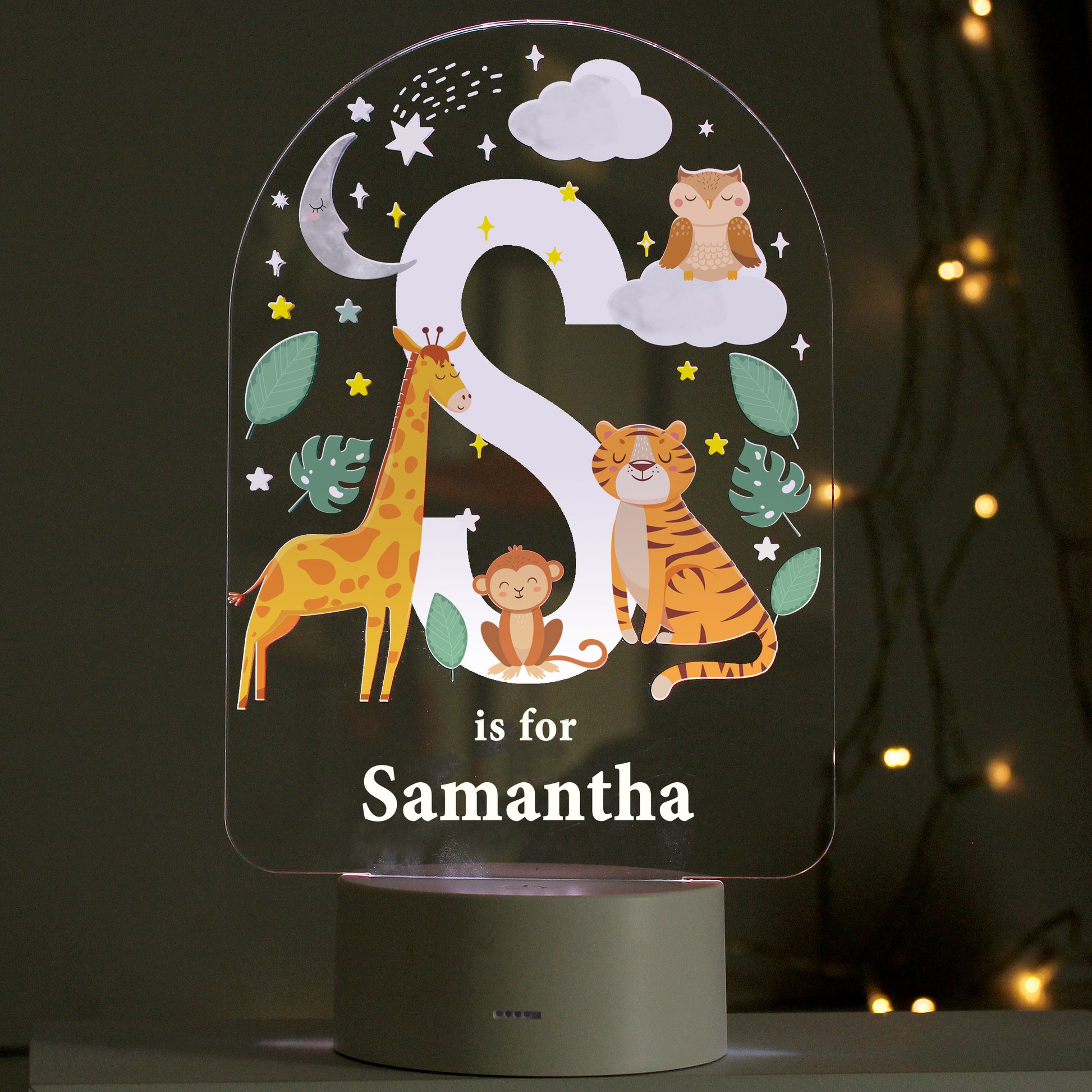 Personalised Animal Alphabet LED Colour Changing Night Light - MK&JD Gifts