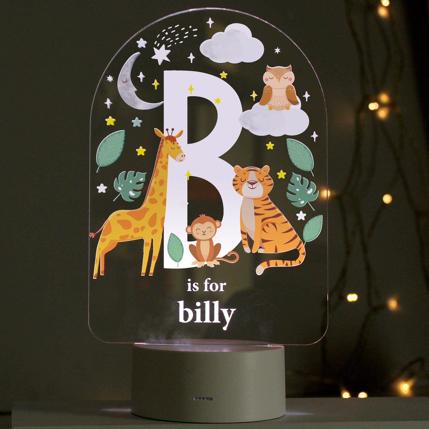 Personalised Animal Alphabet LED Colour Changing Night Light - MK&JD Gifts