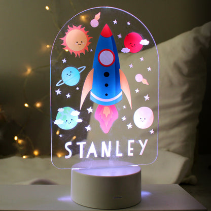 Personalised Space Rocket LED Colour Changing Night Light - MK&JD Gifts