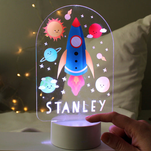 Personalised Space Rocket LED Colour Changing Night Light - MK&JD Gifts