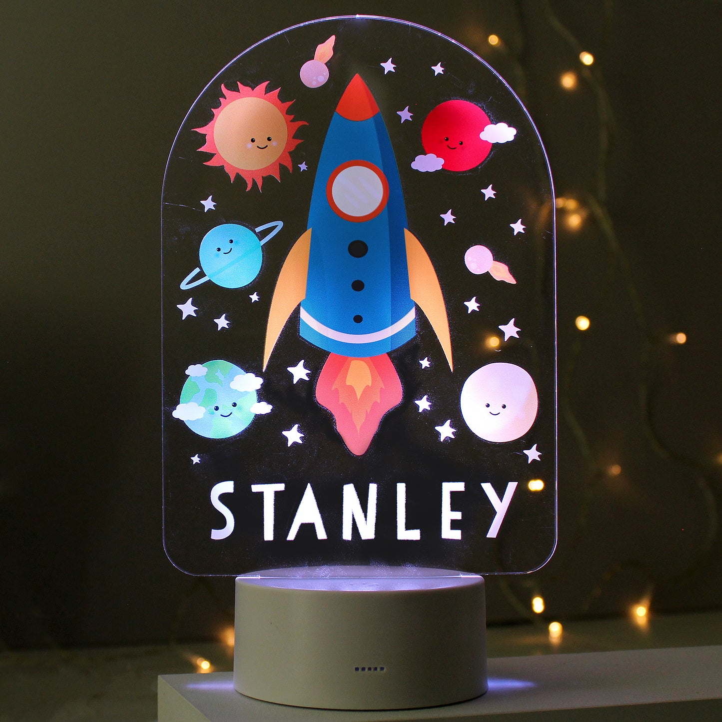 Personalised Space Rocket LED Colour Changing Night Light - MK&JD Gifts