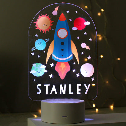 Personalised Space Rocket LED Colour Changing Night Light - MK&JD Gifts