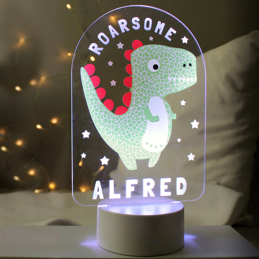 Personalised Roarsome Dinosaur LED Colour Changing Night Light - MK&JD Gifts