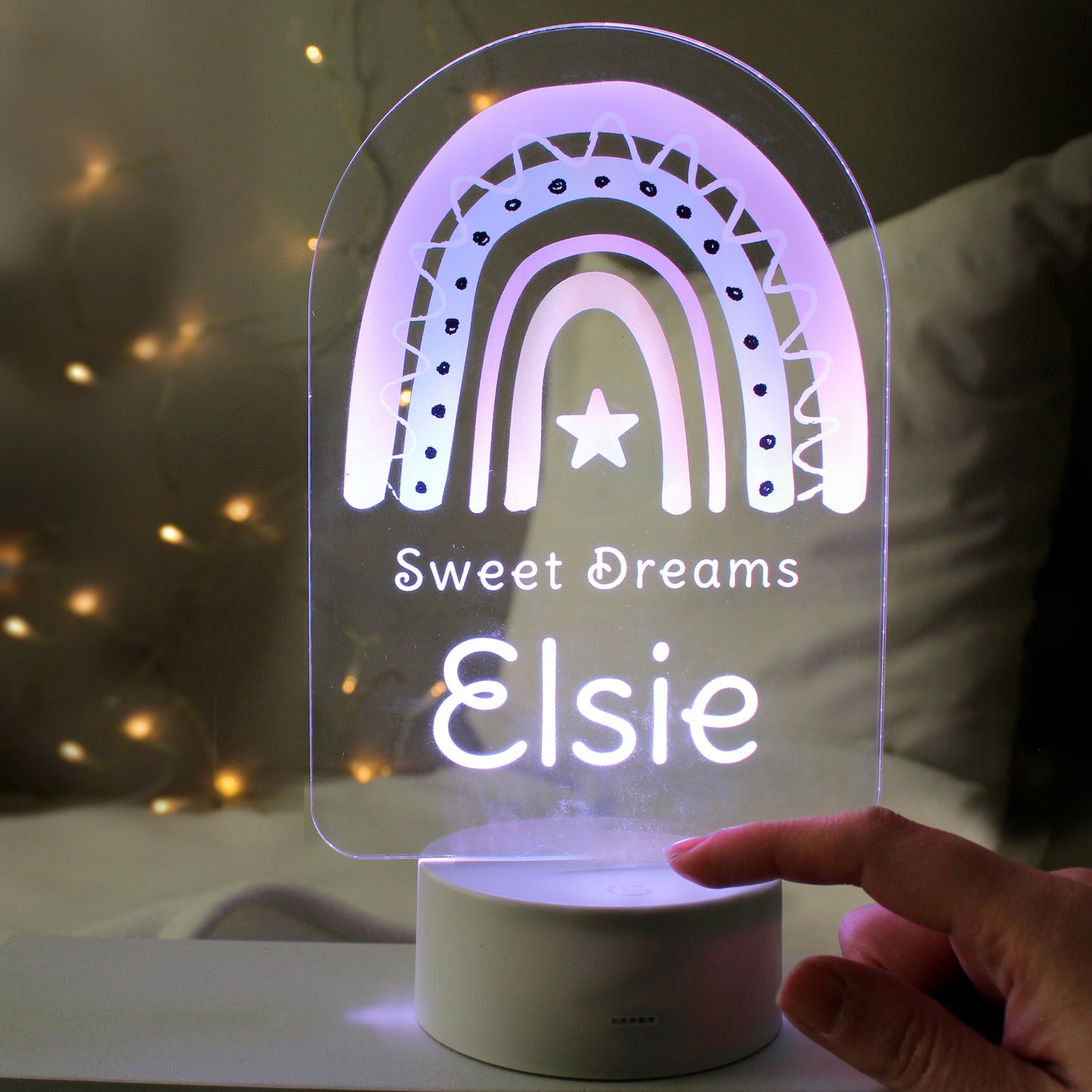 Personalised Pink Rainbow LED Colour Changing Night Light - MK&JD Gifts