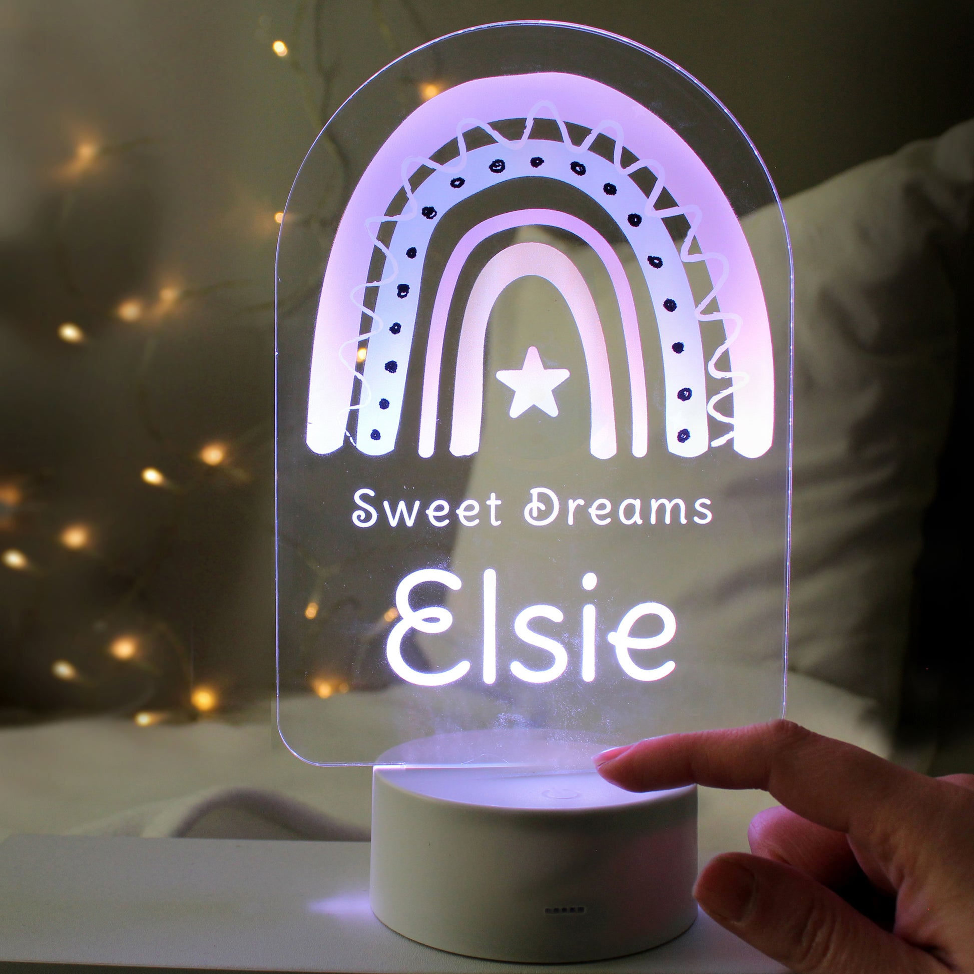 Personalised Pink Rainbow LED Colour Changing Night Light - MK&JD Gifts