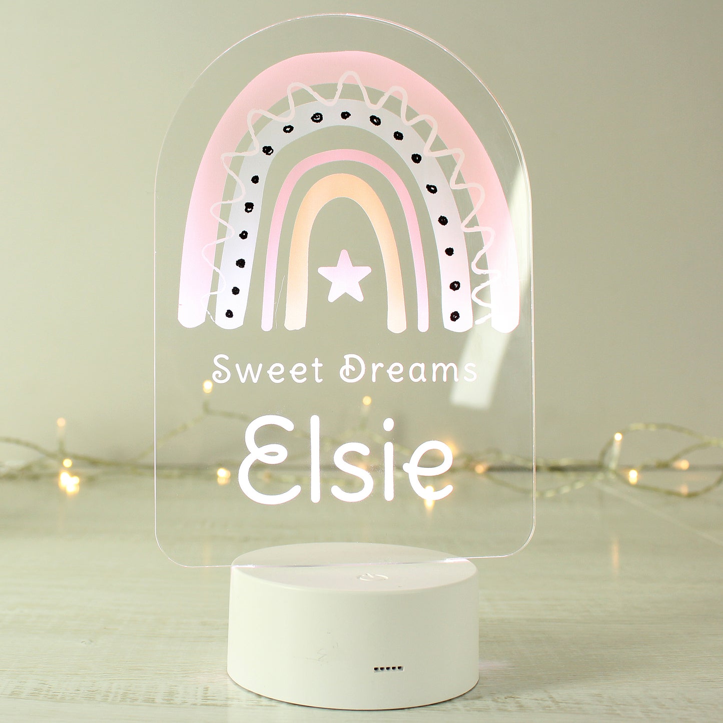 Personalised Pink Rainbow LED Colour Changing Night Light - MK&JD Gifts