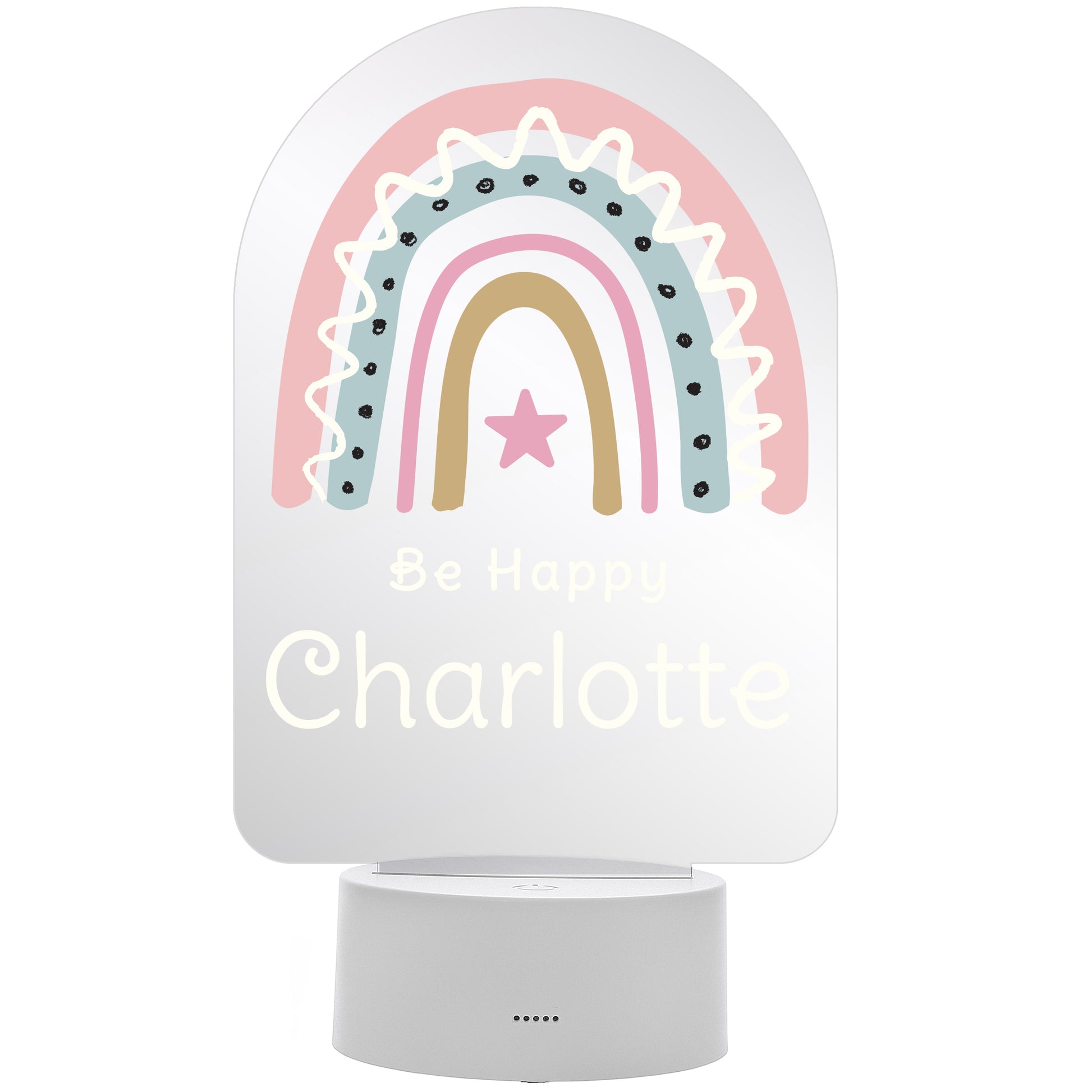 Personalised Pink Rainbow LED Colour Changing Night Light - MK&JD Gifts