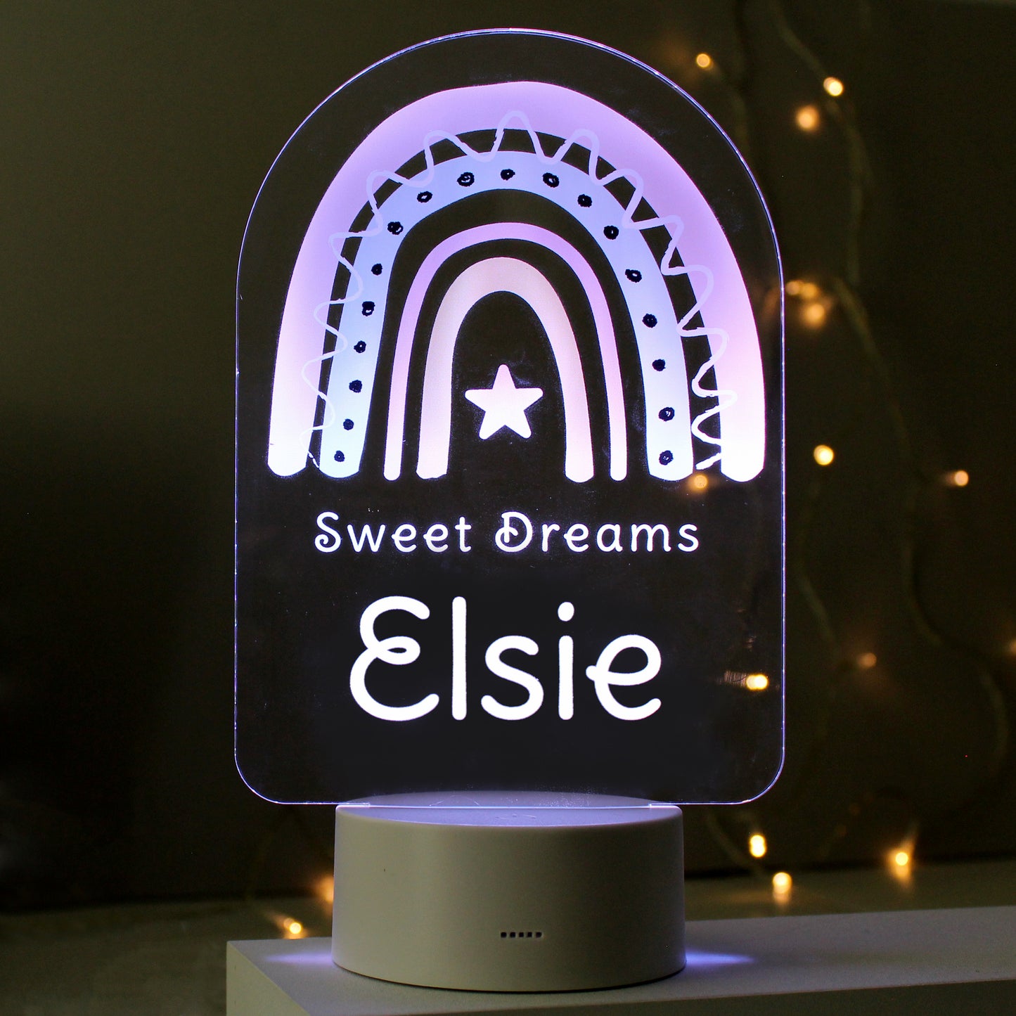 Personalised Pink Rainbow LED Colour Changing Night Light - MK&JD Gifts