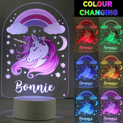 Personalised Pink Unicorn LED Colour Changing Night Light - MK&JD Gifts